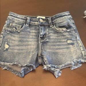 BKE Light Blue Distressed Frayed Hem Denim Shorts